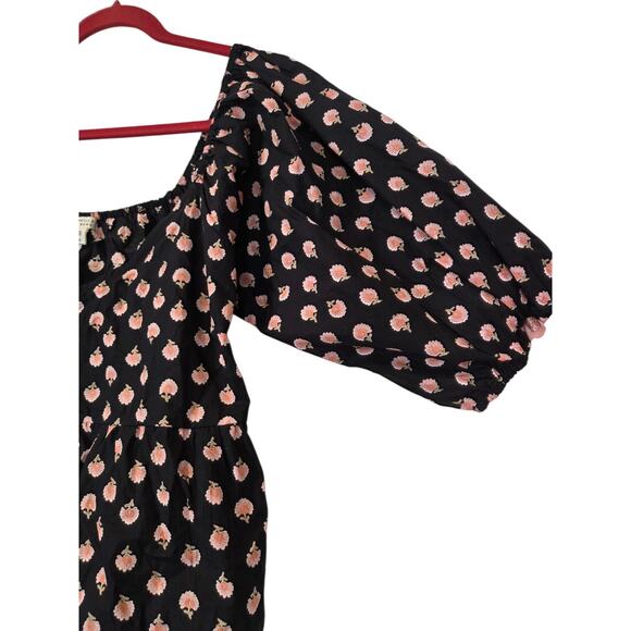 Billabong Breezy Palms Black Pebble Cotton Sundress Puff Sleeves Romantic NWT XL - Picture 9 of 16